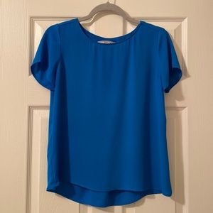 Loft blue petite small short sleeve blouse